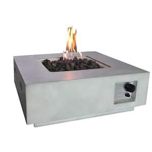 30 in. 40,000 BTU Square Concrete Gas Outdoor Patio Fire Pit Table in Gray