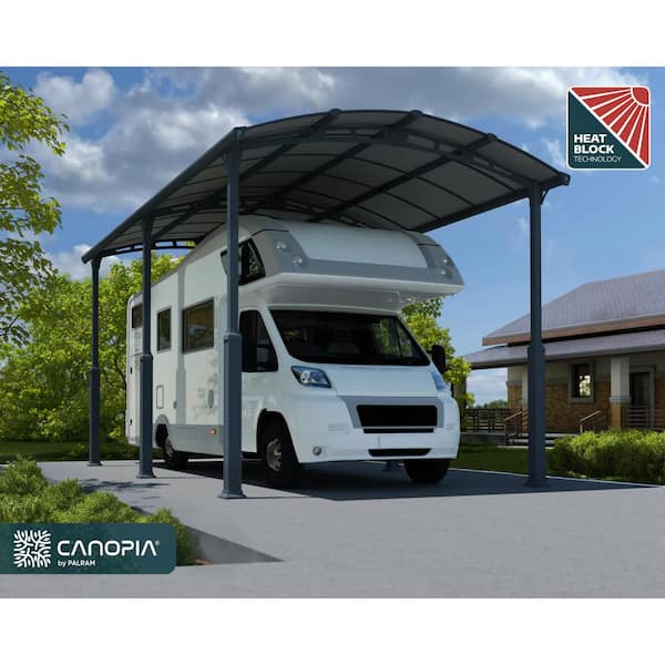 Alpine 12 ft. x 21 ft. Gray/Gray RV Metal Carport and Boat Shelter