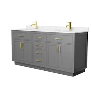 Beckett TK 72 in. W x 22 in. D x 35 in. H Double Bath Vanity in Dark Gray with White Quartz Top