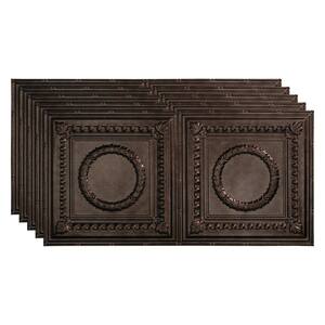 Rosette 2 ft. x 4 ft. Glue Up Vinyl Ceiling Tile in Smoked Pewter (40 sq. ft.)