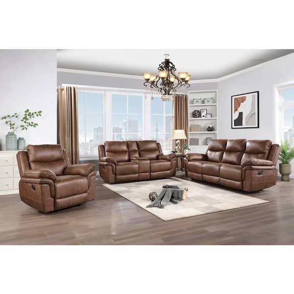 New Classic Furniture Ryland 3-piece Brown Polyester Fabric Manual Living Room Set
