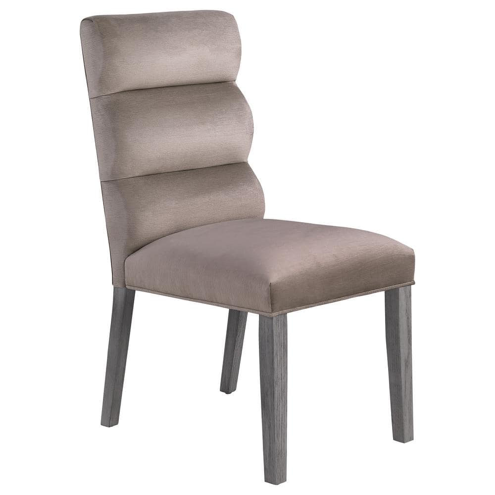 Ash Gray High-Back Upholstered Side Chair Set