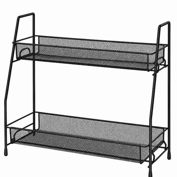 Two-Tier Multi-Use Spice Rack Organizer for Kitchen and Bathroom Countertops, 14.17 x 5.55 x 12.72 In