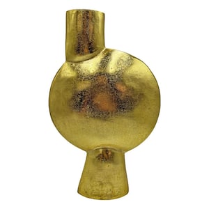 16 in. Modern Aluminum Sculptural Dynamic Hourglass Vase in Gold