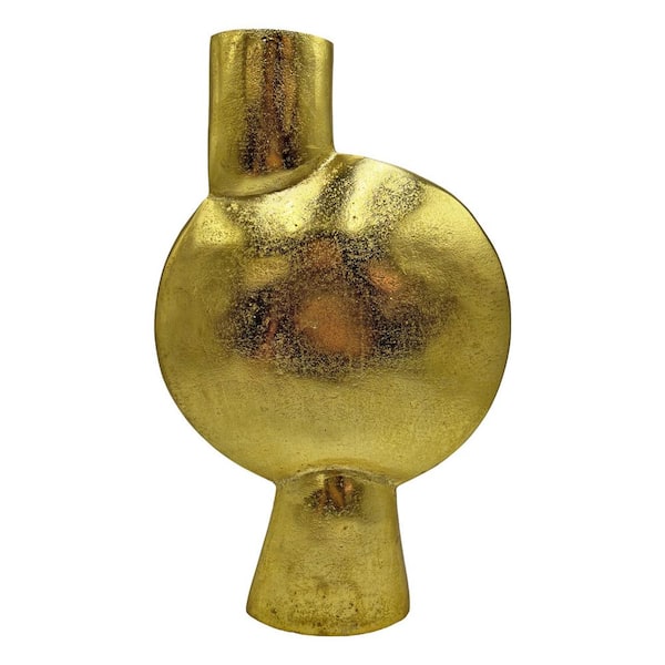 castellousa 16 in. Modern Aluminum Sculptural Dynamic Hourglass Vase in Gold