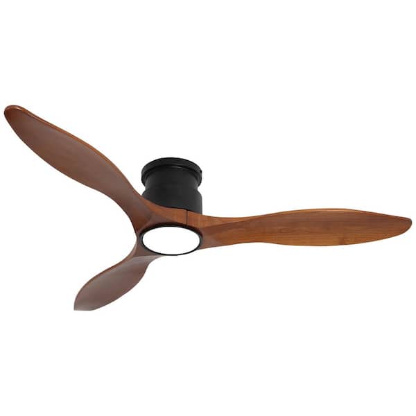 raccroc 52 in. Dimmable LED Indoor/Outdoor Dark Brown Smart Wood Ceiling Fan with Light and Remote