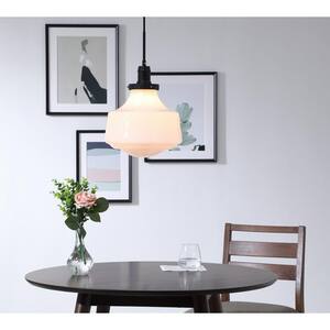 Timeless Home Liam 1-Light Black Pendant with Frosted Glass Shade