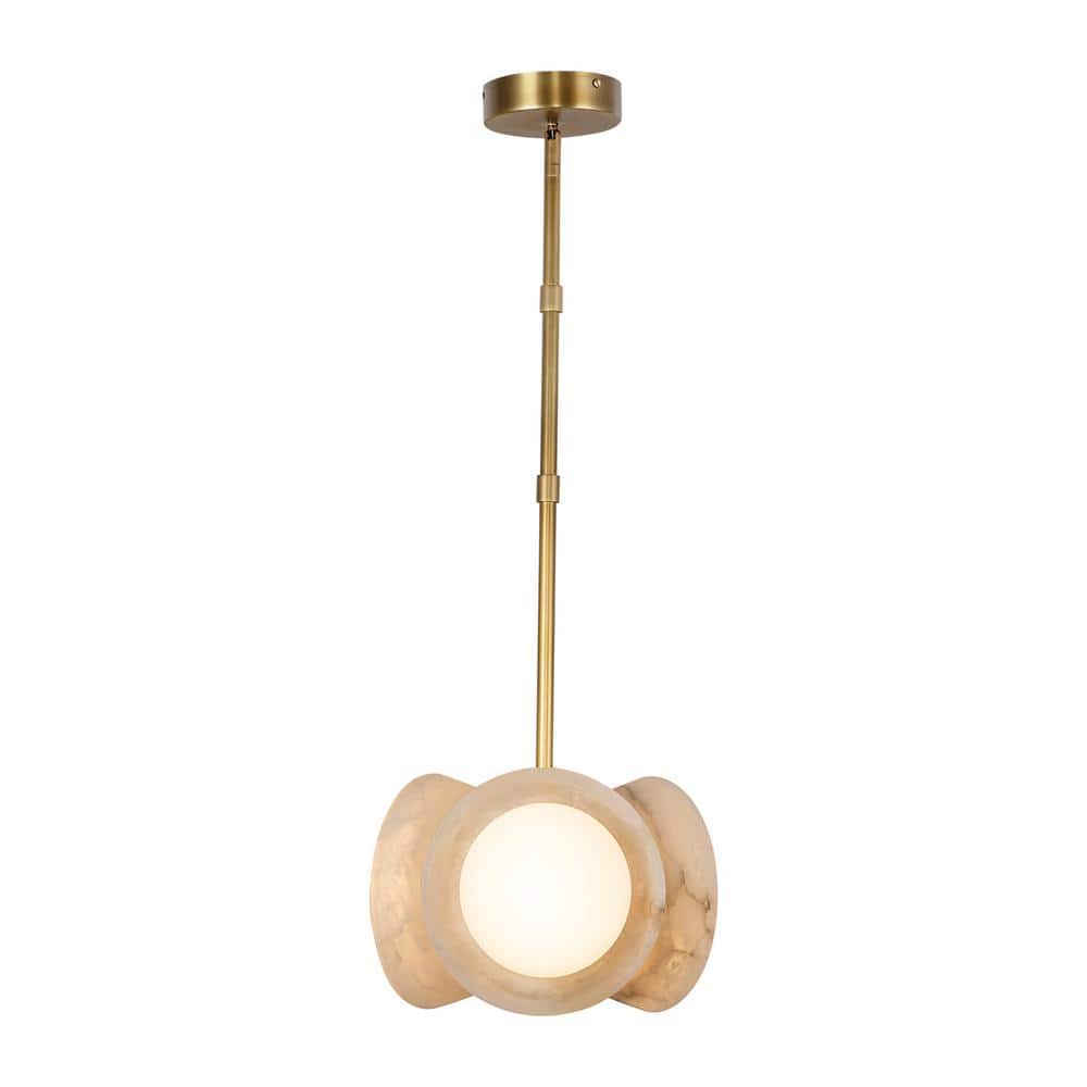 Vintage Brass and Alabaster LED Pendant Light