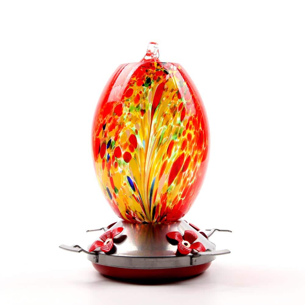Red Outdoor Hand Blown Glass Hummingbird Feeder 25 oz. with 4 Feeding Ports (1-Pack) price history on PriceWatchPro