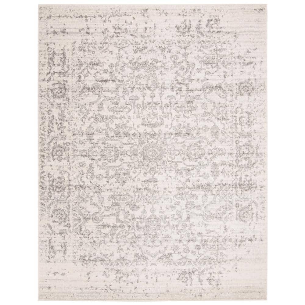 Madison Silver/Ivory 12 ft. x 15 ft. Geometric Border Floral Medallion Area Rug price history on PriceWatchPro