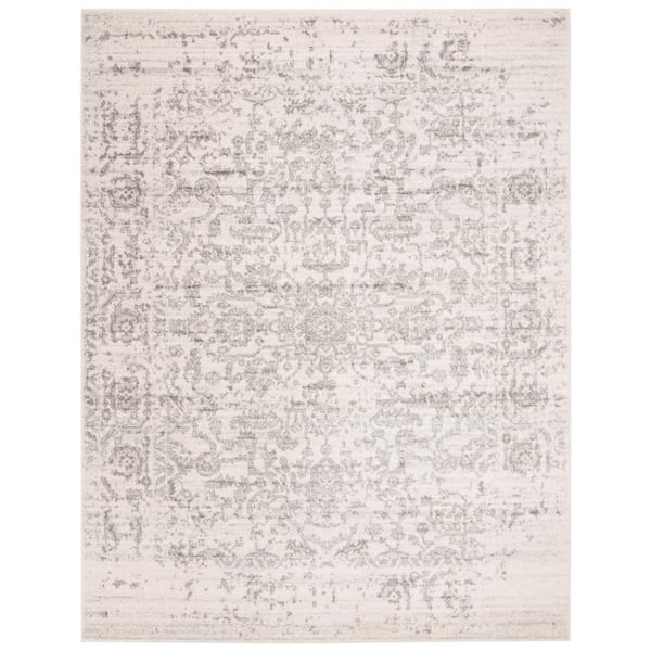 SAFAVIEH Madison Silver/Ivory 9 ft. x 12 ft. Distressed Border Area Rug
