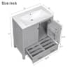 Magic Home 30 in. Multifunctional Modular Freestanding Storage Gray Bathroom Vanity Cabinet with White Caremic Sink Top, Drawer SLX-LUS3319A255