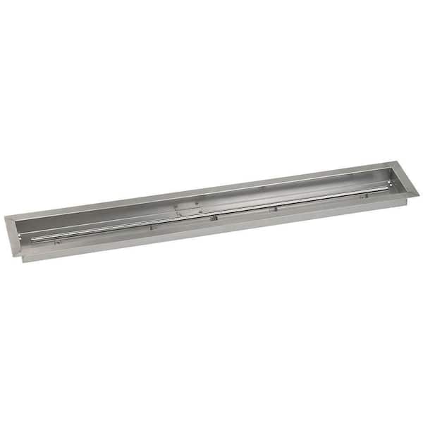 American Fire Glass 48 in. x 6 in. Stainless Steel Linear Drop-In Fire Pit Pan (T-Burner Included)