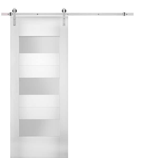 VDOMDOORS SETE 6003 24 in. x 84 in. White Finished MDF Sliding Door with Barn Hardware