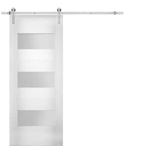 SETE 6003 32 in. x 84 in. White Finished MDF Sliding Door with Barn Hardware