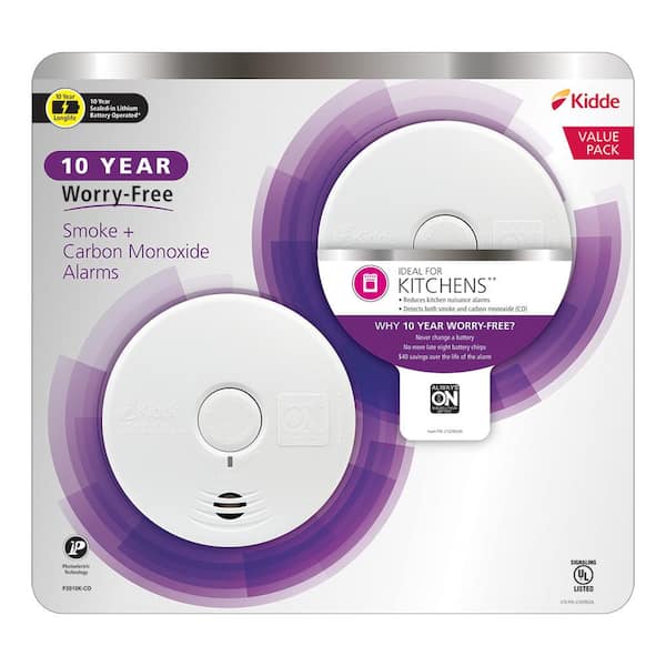 Kidde 10 Year Worry-Free Sealed Battery Combination Smoke and Carbon Monoxide Detector with Photoelectric Sensor (2-Pack)