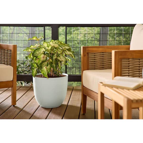 Camden Large Cloud White Plastic Self-Watering Round Planter (15 in. L x 21 in. W x 12.5 in. H)