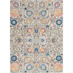 Passion Ivory/Multi 4 ft. x 6 ft. Floral Transitional Area Rug