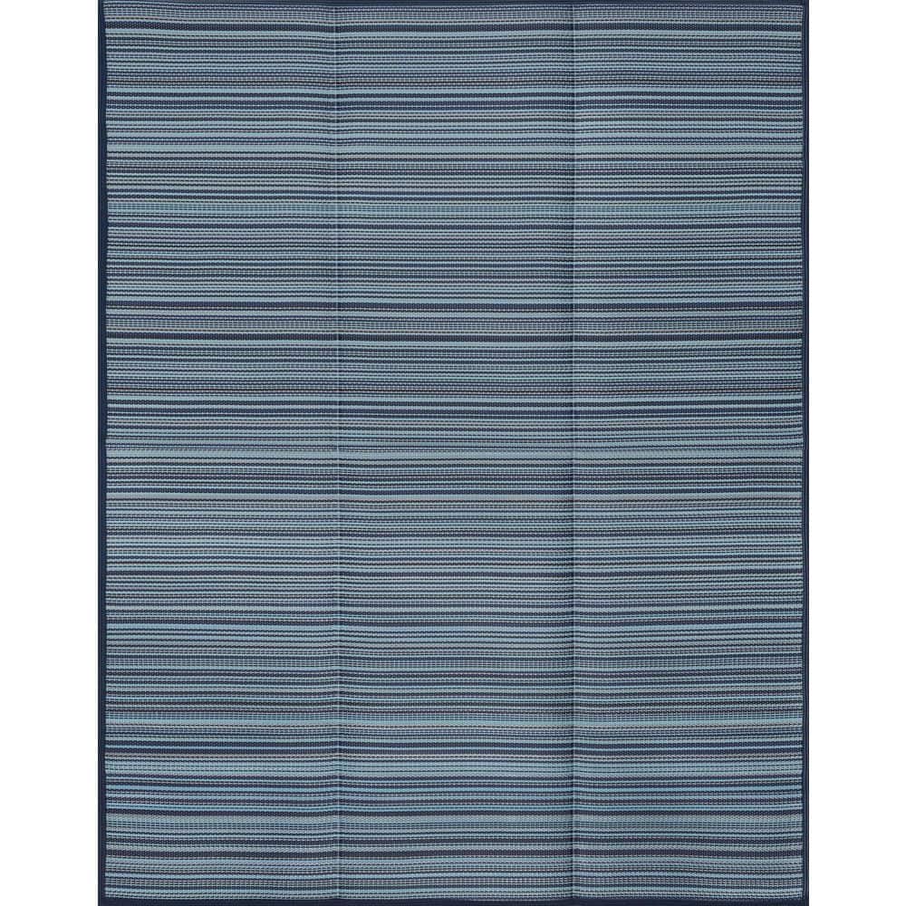 Tayse Rugs Luna Navy 5 ft. x 7 ft. Stripes Indoor/Outdoor Area Rug ...