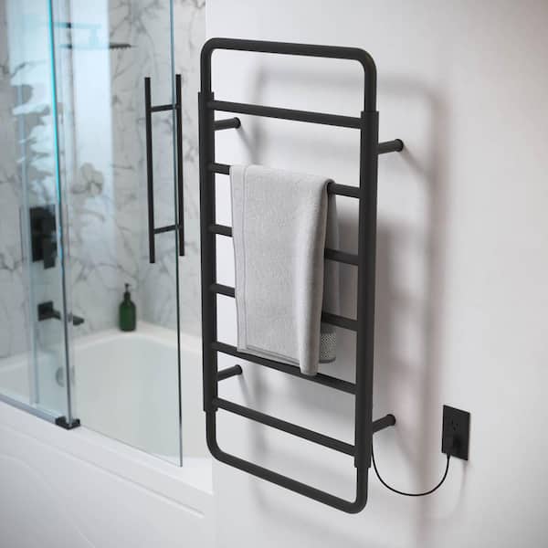Ivy 8-Bar Electric Towel Warmer in Matte Black