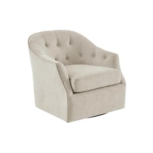 Gayla Natural Button Tufed Back Swivel Chair