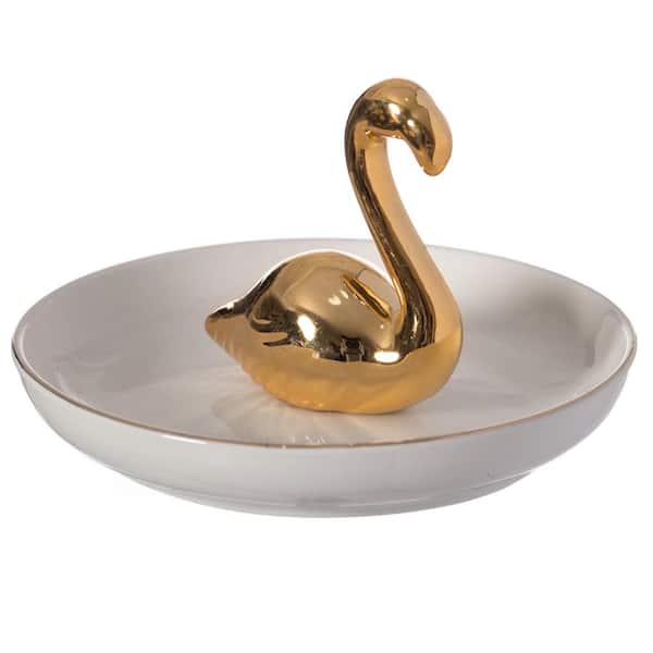 NEW W/TAG CREATIVE CO-OP Details about   PAIR OF WHITE SWANS CERAMIC STONEWARE RING HOLDER 