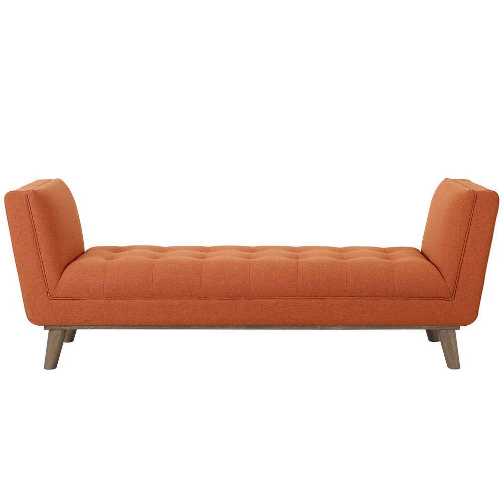 Modway Haven Orange Tufted Button Upholstered Fabric Accent Bench Eei 3002 Ora The Home Depot