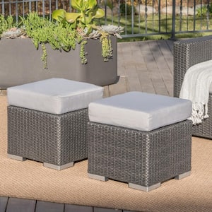 Details about   Outdoor Ottoman Wicker Patio Furniture Small Deck Resin Rattan w/ Cushion Yellow 