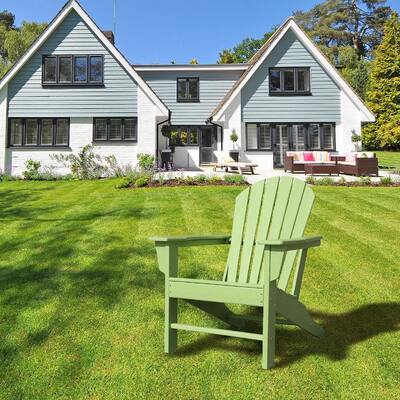 Leigh 37.4 in. Apple Green Casual Plastic Adirondack Chair with Fan-Shaped Backrest and Armrests