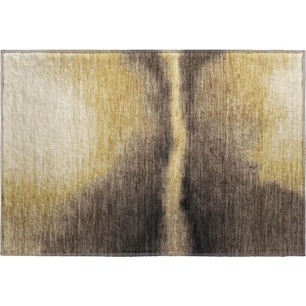 Mayfield Premium Machine Washable Abstract AMF2419 Honey 3 ft. x 4 ft. Area Rug