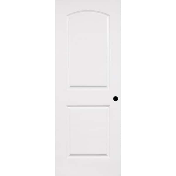 Steves & Sons 18 in. x 80 in. 2 Panel Roundtop Left-Handed Solid Core White Primed Wood Single Prehung Interior Door w/Nickel Hinges