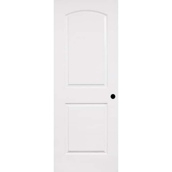 Steves & Sons 18 in. x 80 in. 2 Panel Roundtop Right-Handed Solid Core White Primed Wood Single Prehung Interior Door w/Bronze Hinges