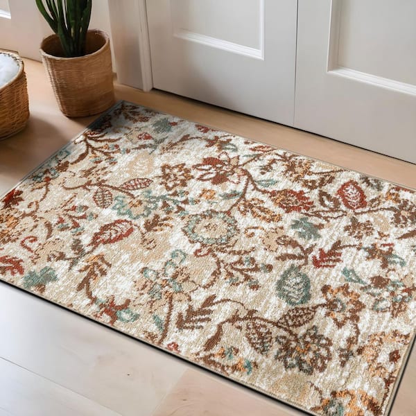 Vine Floral Beige 2' x 3' Area Rug