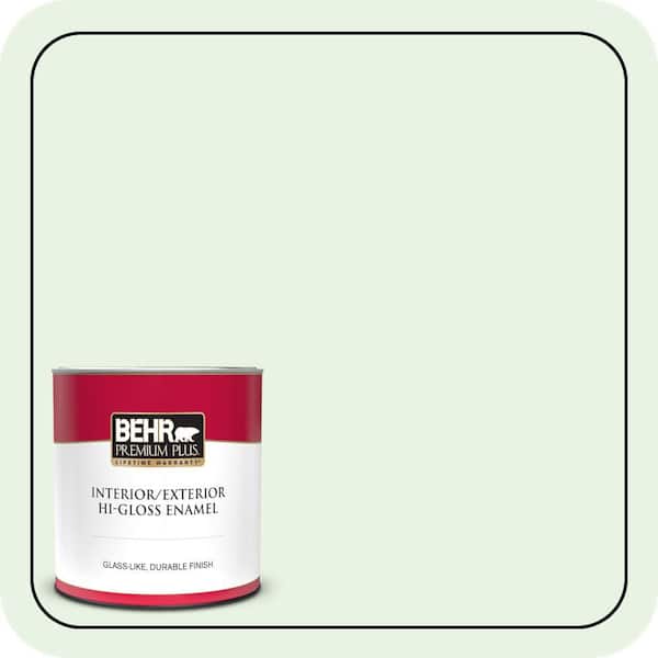 BEHR PREMIUM PLUS 1 qt. #450C-1 Dinner Mint Hi-Gloss Enamel Interior/Exterior Paint & Primer