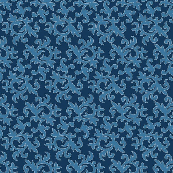 The Wallpaper Company 8 in. x 10 in. Blue All-Over Multi Swirl Print with Metallic Outline Wallpaper Sample