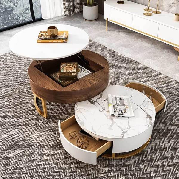 Simple Modern Living Room Double Coffee Table 47undefined22.8Inch