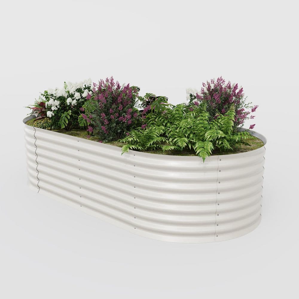 94.6 in. x 47.2 in. x 23.6 in. Outdoor Oval Galvanized Steel Raised Garden Bed in Beige, Pack of 2 price history on PriceWatchPro