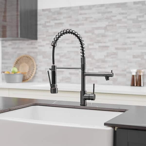 Tahanbath Single Handle Pull Down Sprayer Kitchen Faucet Single-Hole Brass Sink Basin Faucet in Oil Rubbed Bronze