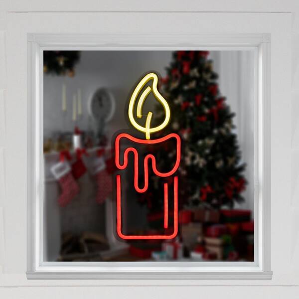 Northlight 12 in. Red LED Lighted Neon Style Red Candle