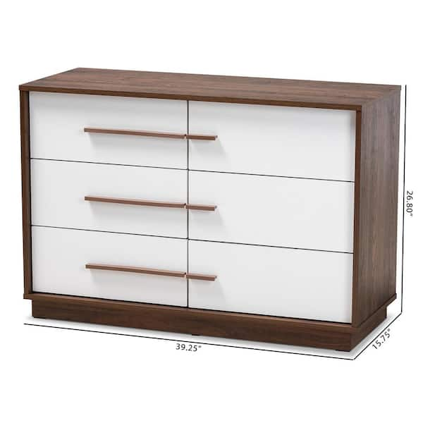 Baxton Studio Mette 6 Drawer White Dresser 157 9522 HD The Home