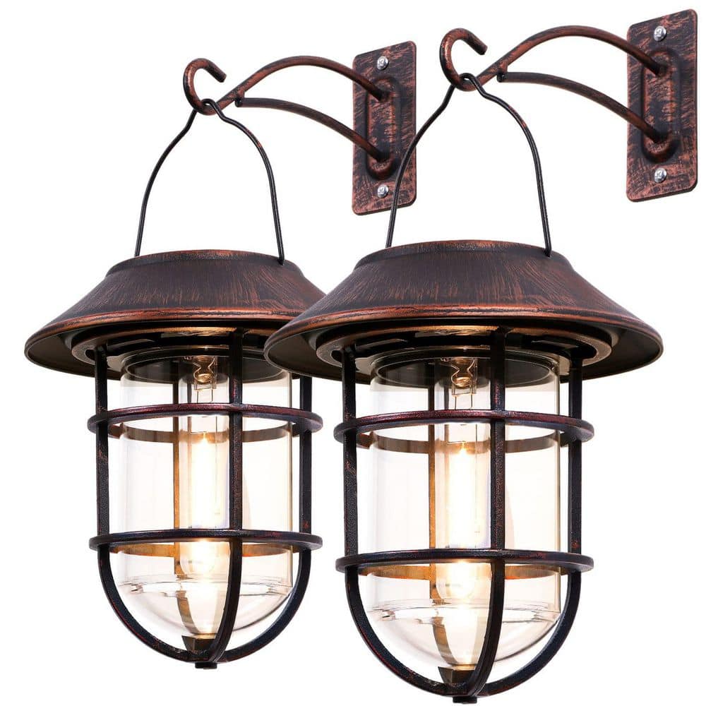 Solar Lantern Outdoor Waterproof Hanging Solar Lights, LED Decorative Aluminum Wall Lantern with Hooks, Bronze price history on PriceWatchPro