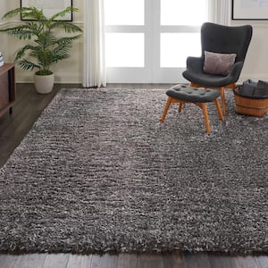 Ultra Plush Shag Charcoal 8 ft. x 10 ft. Abstract Plush Contemporary Area Rug