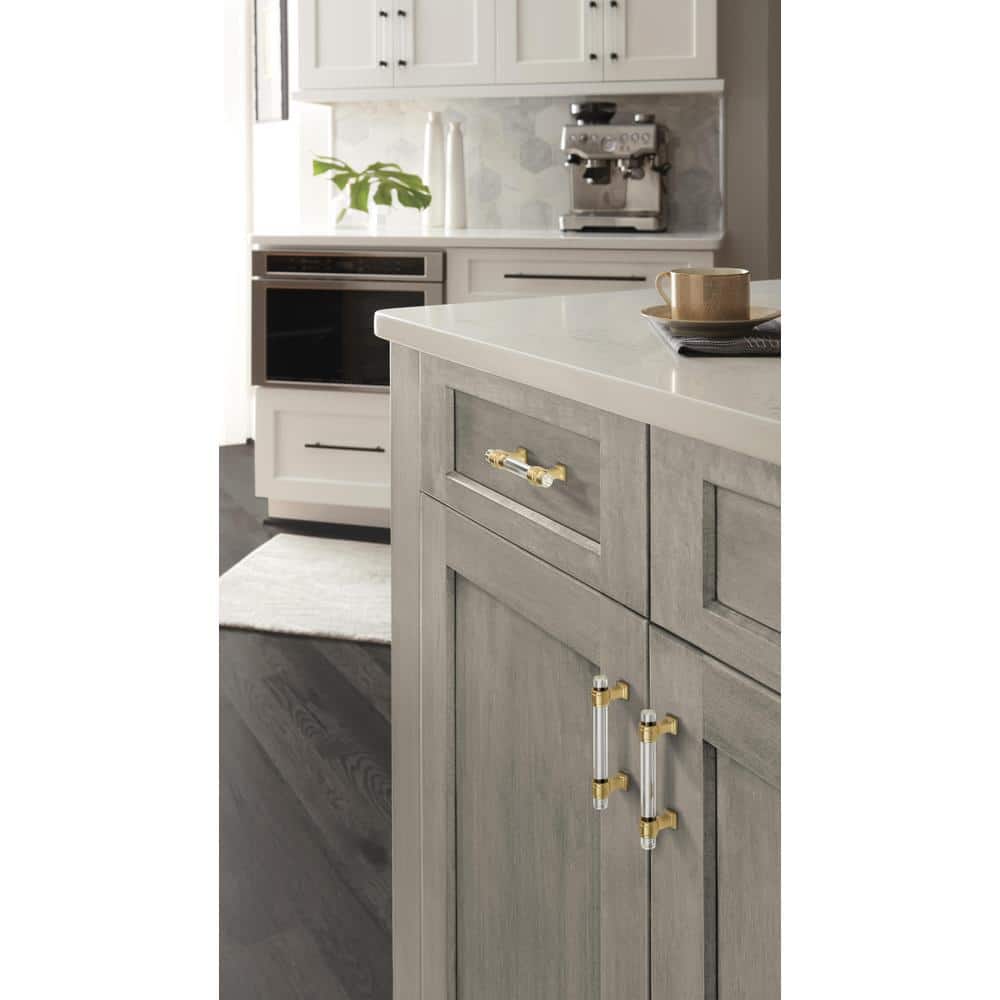 Clear and Champagne Bronze 3" Cabinet Pull with Mounting Hardware