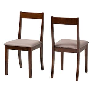 Carola Warm Grey and Dark Brown Dining Chair (Set of 2)