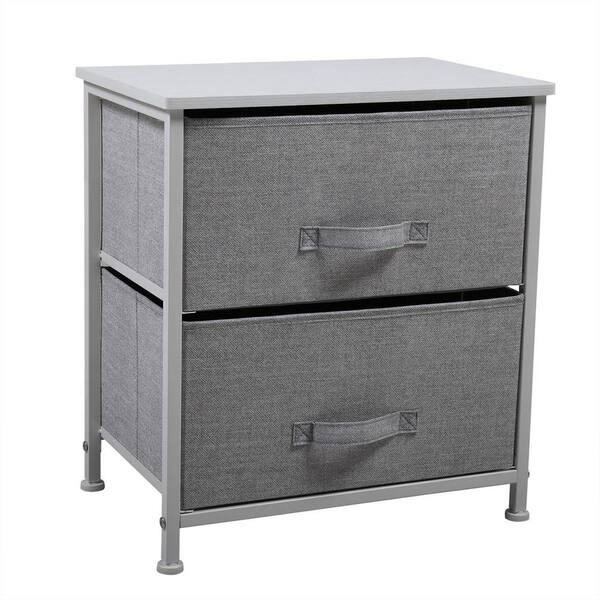 Tidoin 17.7 in. W x 20.5 in. H White Steel 2-Drawer with Gray Drawers ...