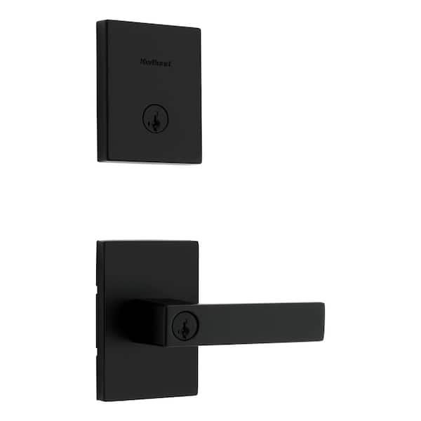 Kwikset Singapore Keyed Entry Handle and Single Cylinder Deadbolt Combo Pack featuring SmartKey Security in Matte Black