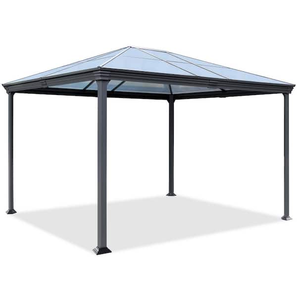 Unbranded 10 ft. x 12 ft. Black Outdoor Canopy Gazebo with Privacy Curtains