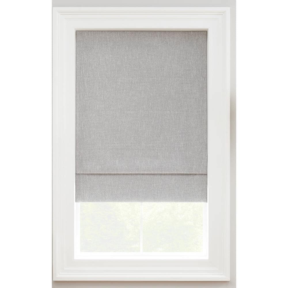Smoke Gray Cordless Blackout Roman Window Shade, 27" x 64"