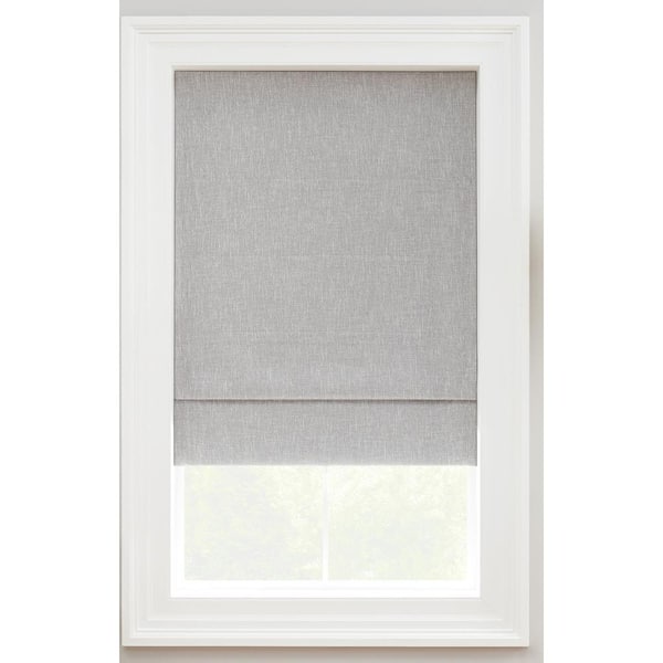Drew Smoke Cordless Blackout Polyester Roman Shade 27 in. W x 64 in. L