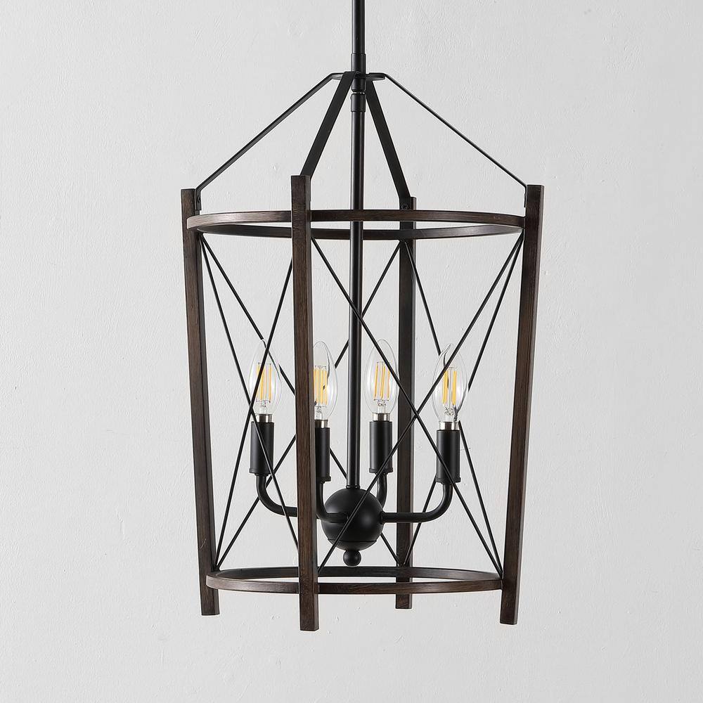 Peltier 4-Light Black and Brown LED Pendant Light